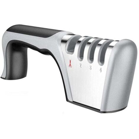 ZVD Pierre à aiguiser de cuisine, poignée confortable, gadget de cuisine, ciseaux à aiguiser, couteau de cuisine, aiguisoir polyvalent en acier inoxydable noir (1/4)