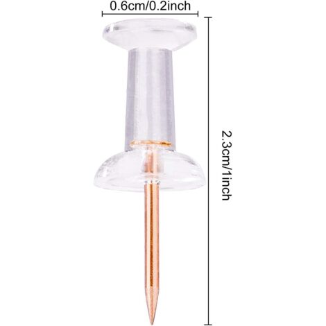 200 Punaises Transparentes Avec Boîte - Épingles Plastique Acier Pour Tableau Panneau Liège Photos