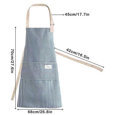 MaoXinTek Tablier De Cuisine En Jean Denim - Réglable Unisexe Avec Poches - Idéal Cuisine, BBQ, Jardin, Café