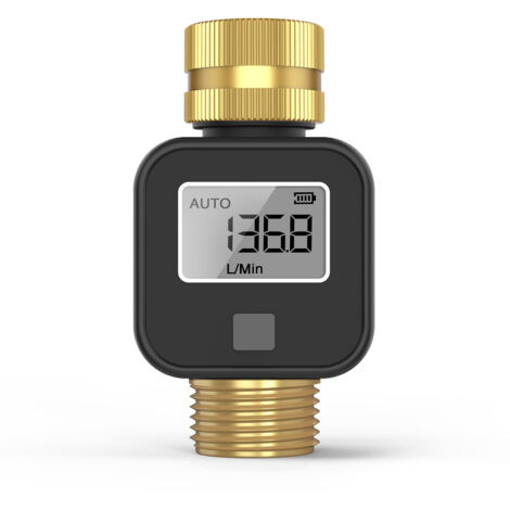 ZVD Compteur d'eau numérique LCD en temps réel haute précision alertes réglables ABS pour la maison/le jardin Batterie sans dispositif de mesure de débit