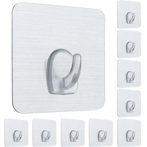 ZVD 10 Pcs Nano Crochets Adhésifs En Plastique Fort Collant Crochet Réutilisable Crochet Mural Sans Ongles Lavable Non Tachant Crochet Carré pour Chambre Salle De Bains Cuisine Porte Murale (1/4)