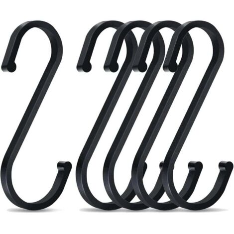 ZVD 5 Pièces Crochets en S, 86mm Forme de S Crochets en Aluminum, Crochet Multifonctions, pour Cuisine, Salle de Bain(Noir) (1/4)