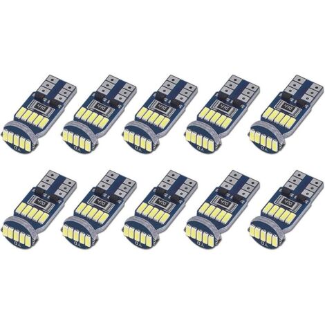 ZVD Lot de 10 Ampoules LED T10 W5W Canbus Sans Erreurs 15pcs SMD 4014 Lampes LED Voiture 194 168 2825 Blanc 6000K pour Eclairage Intérieur, Eclairage Coffre,Plaque, Feux de Position DC 12V