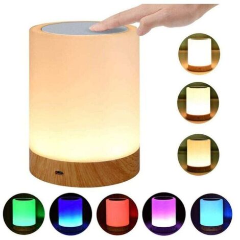 ZVD Lampe de chevet LED, lampe de table d'atmosphère dimmable tactile pour salon chambre (1/4)