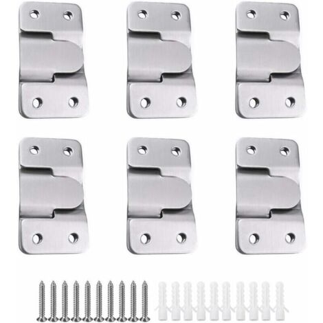 ZVD 6 Paires [12 pack] Support de Montage Dissimulé Embarqué Interverrouillage Pendaison Boucle Quincaillerie Murale en Acier Inoxydable pour Accrocher la Photo Miroir Cadre Dosseret Meubles (1/4)