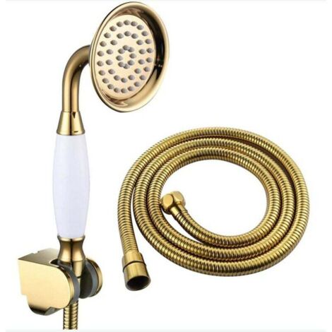 ZVD – Pommeau de douche laiton or – Flexible tuyau 1.5M – Augmente la pression d'écoulement – Installation murale facile (1/4)