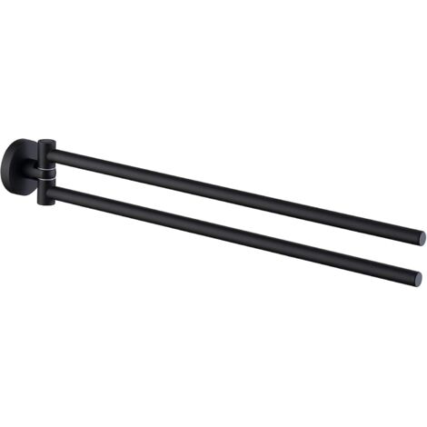 Porte-Serviettes Salle de Bain Noir Mat avec 2 Barres 180° Rotatives - Acier Inoxydable SUS304 (1/4)