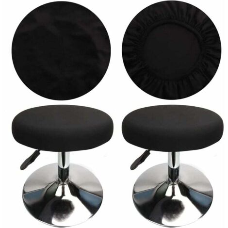 ZVD (4 Pièces Noir)Housse Tabouret Rond Housse Tabouret de Bar, Tissu de Luxe, Diamètre 30-40cm, Extensible, Infroissable, Lavable et Anti-Poussière (1/4)
