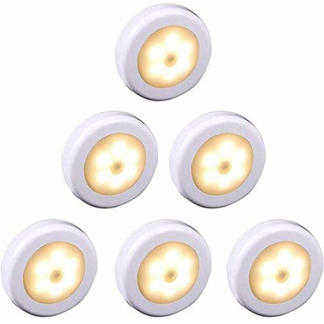 ZVD Lampe LED sans fil avec détecteur de mouvement pour placard, escalier, couloir, cuisine, chambre à coucher (6pcs) (coque blanche (lumière chaude) (1/4)