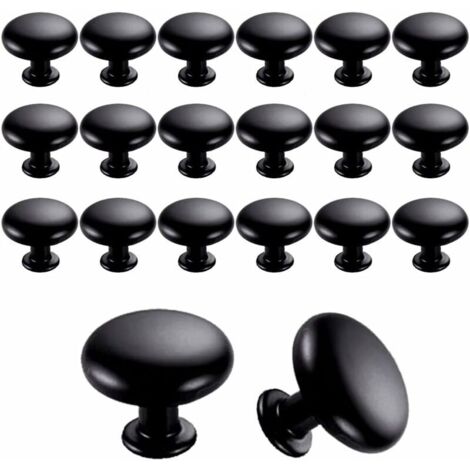 ZVD 20PCS Boutons de Porte Boutons de Tiroir 30mm Vintage Poignées Boutons de Meuble de Meuble pour Placards de Cuisine (Black) (1/4)