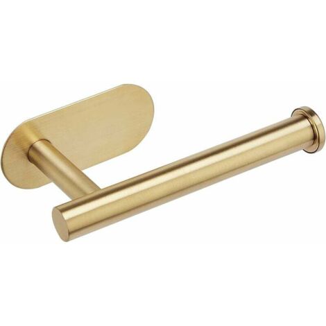 ZVD Porte Papier Toilette(Laiton brossé), Support Papier Toilette Mural, 304 Acier Inoxydable Porte Rouleau Toilette, sans perçage Porte-Papier hygiénique Autocollant, Taille Unique (1/4)