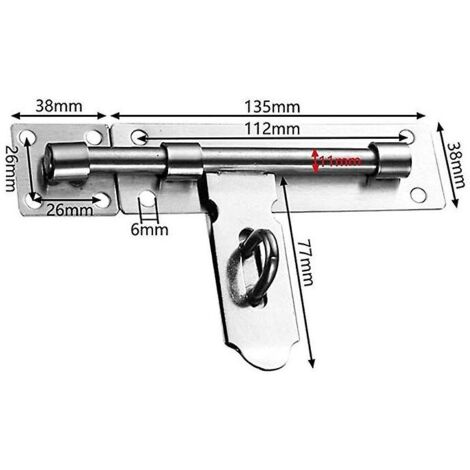 Loquet et targette Verrou de porte Verrou de porte Loquet de porte Verrou de porte Boulon coulissant Verrou de porte en acier inoxydable pour entrepôt Garage Grange Porte Porte de cour avec (1/5)