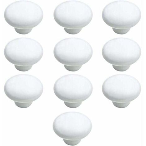 ZVD Bouton Porte 10 PCS 33mm Céramique Poignée Porte de Cuisine Armoire à Tiroirs Porte Boutons Blanc (1/4)