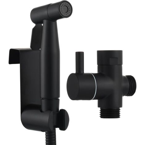 Douchette WC Acier Inoxydable Kit Douchette Toilette, Noir Pulvérisation Douchette à Main avec Tuyau, Support Z-V-D (1/5)