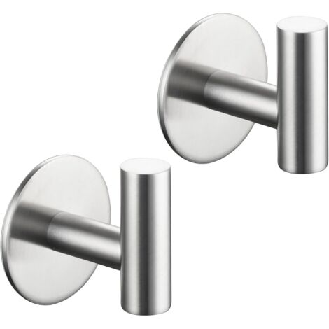 Lot de 2 Crochet Peignoir Adhesif Acier Inox Crochet Serviette Salle de Bain Mural, Nickel Brossé Z-V-D (1/5)
