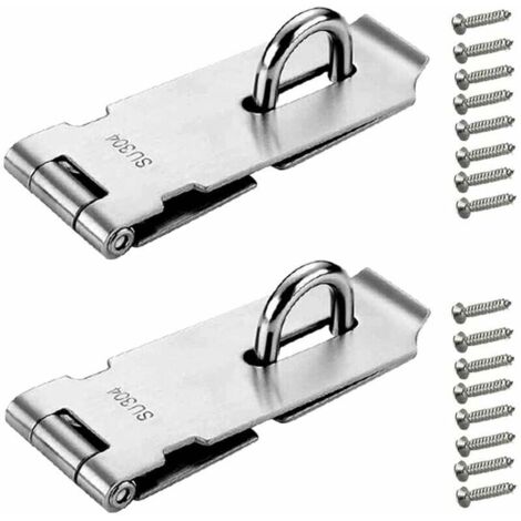 ZVD 2 Pièces Loquet de Cadenas 4 Pouces - Argenté Acier Inoxydable Verrou de Porte Cadenas avec Vis pour Meubles Armoire Tiroir (1/4)