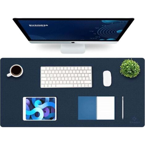 ZVD Tapis de bureau, tapis de bureau, tapis de bureau 43 cm x 90 cm, tapis pour ordinateur portable, tapis de bureau pour le bureau et la maison, double face (bleu foncé) (1/4)
