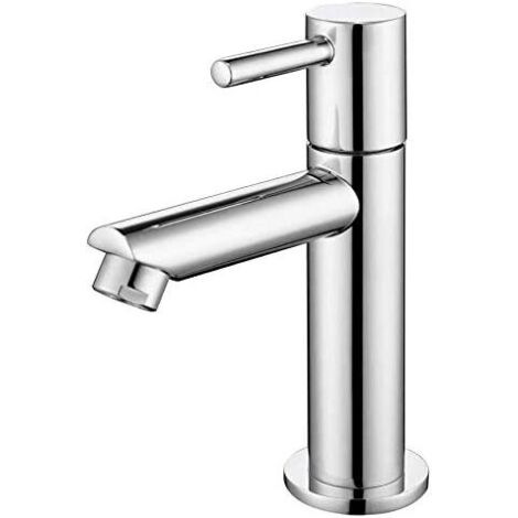 MSBD Robinet Salle Bain Eau Froide Uniquement Robinet Lavabo Surface Chromé en Cuivre Durable Robinetterie Lave Mains (1/5)