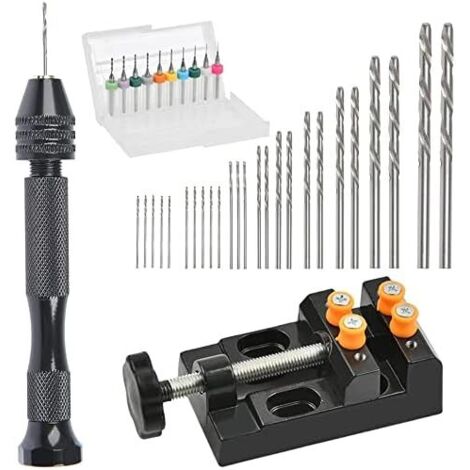 Ensemble de Mini-Perceuses à Main 37 PCS Précision Pin Vise Avec  étau de Perceuse à Colonne Foret PCB de 0,3 à 1,2 mm