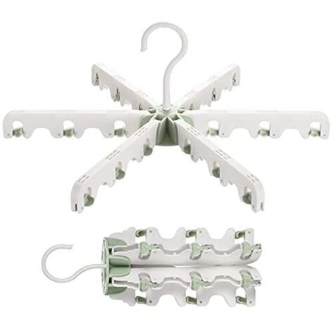 Heavy Duty Plastic Hangers, 18 Lined Garment Racks. Non-slip. Space saving, 360° swivel hook, suitable for towels, clothes, etc. Green White (1/5)