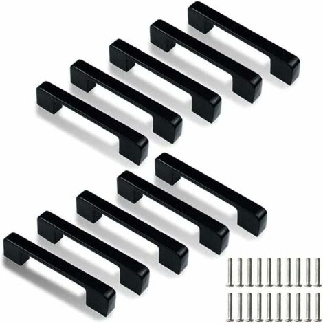 ZVD Lot de 10 poignées de porte de cuisine carrées en acier inoxydable avec trou central de 128 mm (vis incluses) (1/4)