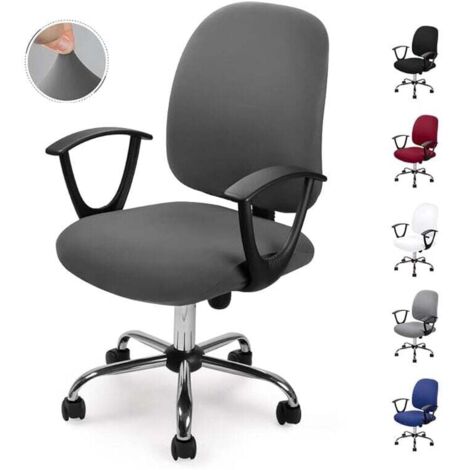 ZVD Housse de chaise de bureau (gris, 2pcs), housse de chaise amovible, style minimaliste moderne universel, housse de chaise de bureau pivotante, fauteuil de chaise pivotante - pas de chaise (1/4)