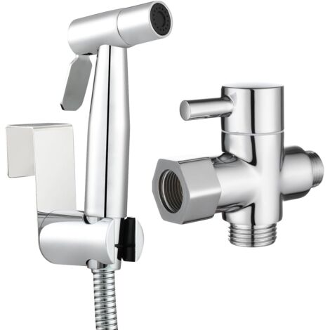 Bidet Portable Douchette WC Kit Complet avec Pulvérisateur de Bidet à Main en Acier Inoxydable et Tuyau 1.5m, Chromé (1/5)