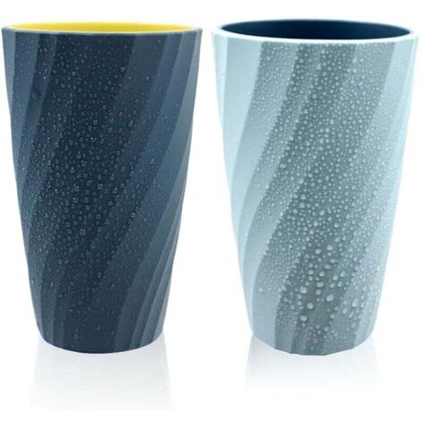 ZVD Lot de 2 gobelets de salle de bain incassables, doux et durables, gobelet de salle de bain pour brosse à dents (bleu clair et bleu foncé) (1/4)