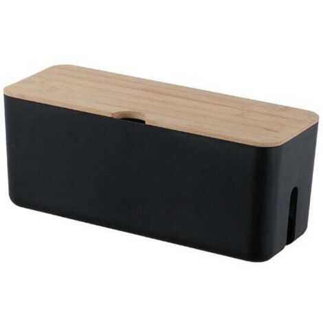 ZVD Cable Box Range Cable Rangement(Noir), Boîte pour câbles, Boîte Cache-Câble pour Garder Les Câbles Bien Rangés,Boite Rangement pour Cables Chargeurs et Multiprises,Pieds en Caoutchouc (1/4)