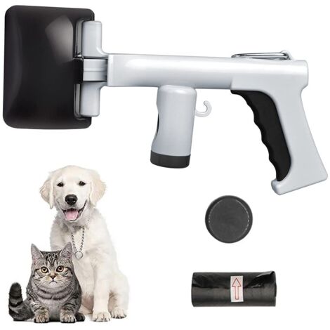 Dog Poop Scoop, Poop Grabber with Cat Poop Bag, Portable Poop Scoop Trash Can for Dogs and Cats Indoor Outdoor Dog Pooper Scooper (Black) (1/5)