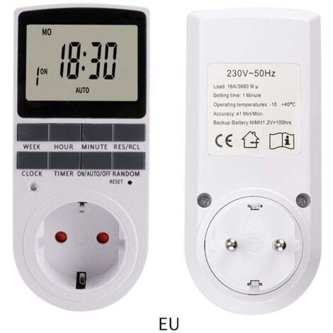 ZVD (1 Pack) Prise Programmable Digitale avec Compte à rebours Minuterie Numérique Journalier/Hebdomadaire Programmateur Prise Electrique avec Ecran LCD et Mode Aléatoire Antivol (1/4)