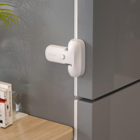 ZVD 1 paquet de serrures de porte de réfrigérateur/congélateur/congélateur sans danger pour les enfants, adaptées aux coupe-froid jusqu'à 25 mm, aucun outil ni perceuse requis (blanc)