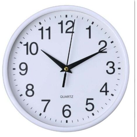 ZVD Horloge murale en plastique - 20 cm - Chiffres arabes - Horloge murale silencieuse - À quartz - Pour l'école, le bureau, le salon (1/4)