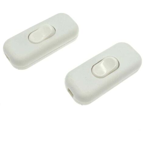 ZVD 2x interrupteur de cordon en ligne bipolaire maximum 6A blanc, interrupteur en ligne isolant bipolaire, accepte 1-2 fils ronds ou plats, interrupteur torpille pour petit appareil ou la (1/4)
