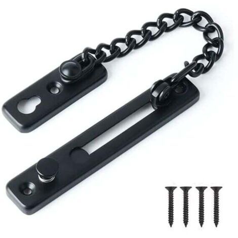 ZVD Chaîne de porte de sécurité, butoir de porte étroit, serrure de porte antivol à ressort avec vis pour portes intérieures de maison, finition noir mat en acier inoxydable (1/4)
