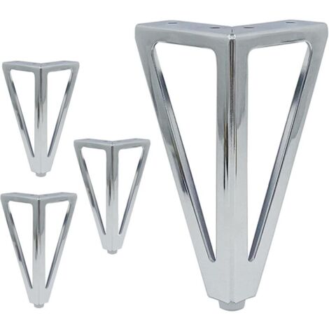 ZVD (Argent) Paquet de 4 Pieds de Table triangulaires en métal 15 cm armoire de Style contemporain, pieds de meubles de canapé-lit (1/4)