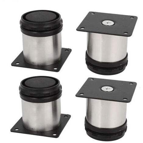 ZVD Pied de meuble acier inoxydable Réglable 5x6 cm Argent et Noir 4pcs (1/4)
