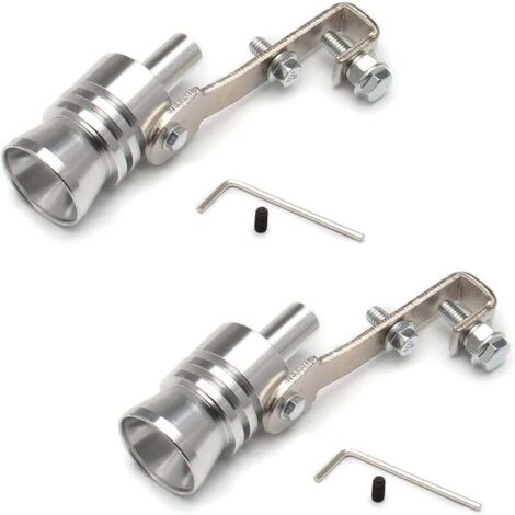 ZVD D'échappement Sifflet,2 Pcs Turbo Simulateur,Silencieux Universel Voiture,Sifflet D'échappement Universel Turbo,pour Tuyau Déchappement de Voiture,pour Diamètre 56-85MM, argent, 120mm 69mm (1/5)