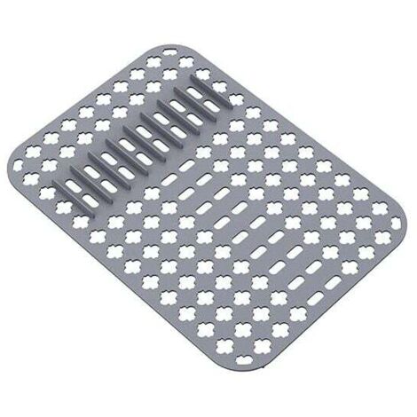 ZVD 1pc Tapis d'évier, Tapis de Protection en Silicone, 40X29 CM PVC Cuisine Tapis D'évier Protecteur pour évier et évier avec Trous de Drainage (Gris) (1/4)