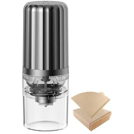 ZVD Moulin à café électrique avec 100 filtres à café, broyeur à grains de café conique compact automatique avec réglage Muli Grind, rechargeable par USB et brosse (1/4)