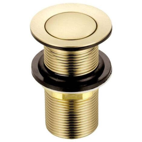 ZVD Bonde de lavabo de rechange en laiton, sans fente, couleur or brossé, raccord standard G 1 1/4" BSP, 1 pièce (1/3)