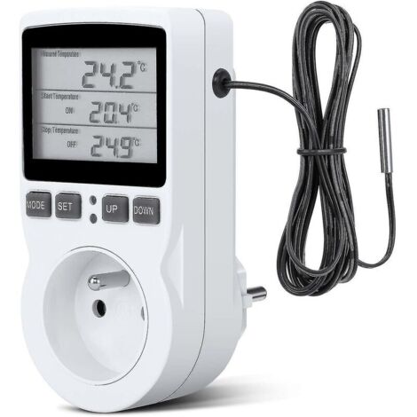 ZVD Regulateur Température Numérique, Prise Thermostat Chauffage Refroidissement Regulateur De Temperature Lcd, 230v Pour Régulateur Température Ferme à Effet Serre/Thermostat Terrarium(prise)