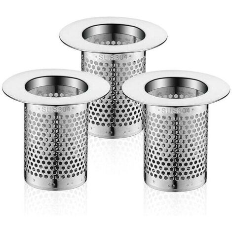 ZVD Filtre a Cheveux Douche, 3 Pièces Inoxydable Filtre Lavabo Salle de Bain, 5,5 × 5cm Bouchon Lavabo Filtre pour Balcon (1/3)