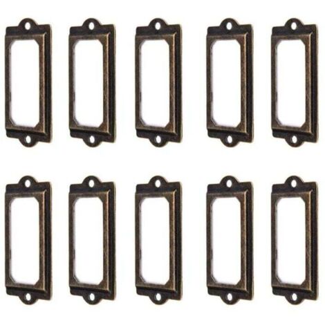 ZVD 50Pcs porte-étiquette 60 x 17 mm métal bronze vintage porte-étiquette porte-cartes bibliothèque tiroir armoire