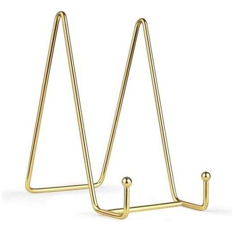 ZVD 2 Pack，6 Pouces Supports de Plaque pour Affichage, amélioré Or présentoir Fer chevalet Support Photo Cadre Titulaire métal Supports pour Photo, Assiette décorative, tablettes et Art (1/4)