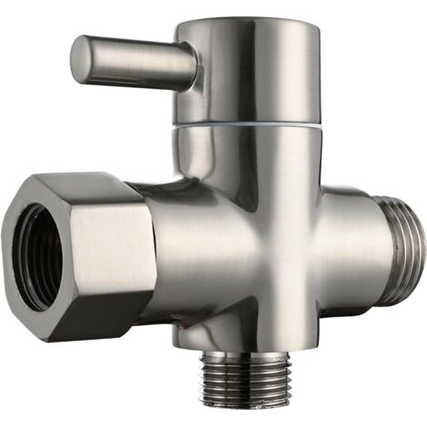 G 3/8" Robinet Inverseur de Toilette Connecteur Laiton 3 Voies Robinet d'Arrêt Douche Nickel Brossé Z-V-D (1/5)