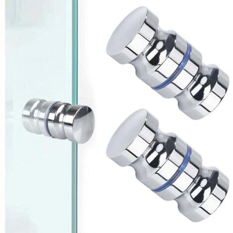 2 Pièces Bouton De Porte De Douche,Porte De Douche Ronde Bouton De Porte Inox Boutons De Douche Bouton De Porte De Douche Poignées De Porte Pour Salle De Bain Porte En Verre Porte Coulissante- (1/4)