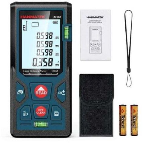 Appareil de mesure laser numérique, LM50 50 m, Longueur/Surface/Volume/Théorème de Pythagore avec rétroéclairage LCD, IP54 (50 m) (1/4)
