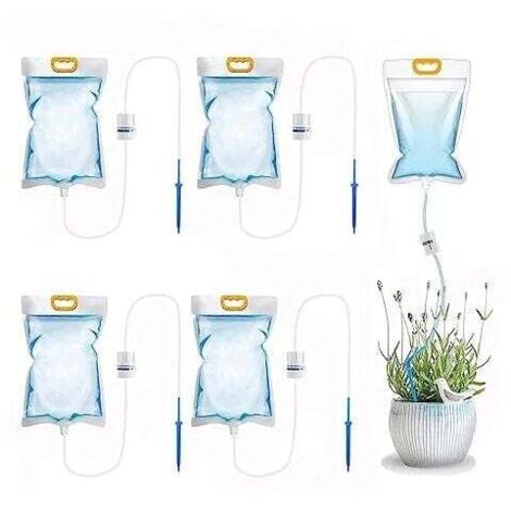 ZVD- Lot de 5 sacs d'irrigation goutte à goutte à goutte à débit réglable de 3,5 L Système d'arrosage automatique pour plantes d'intérieur et d'extérieur (1/4)