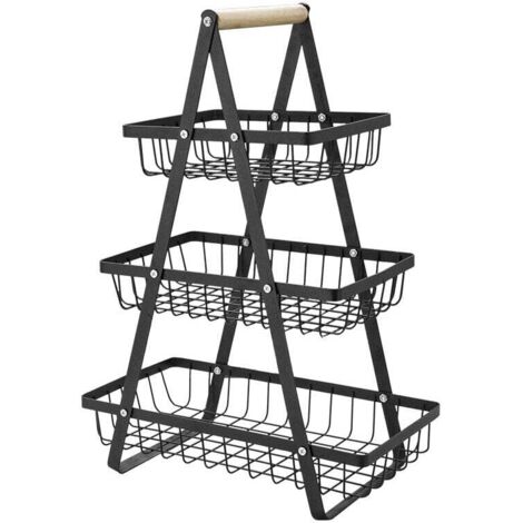 Porte-fruits à 3 Niveaux Panier de Fruits et Legumes Détachable Panier à Pain Porte-légumes Corbeille à Fruits, Panier pour Fruits Légumes Snacks Panier Rangement Cuisine Maison Bureau avec Tournevis